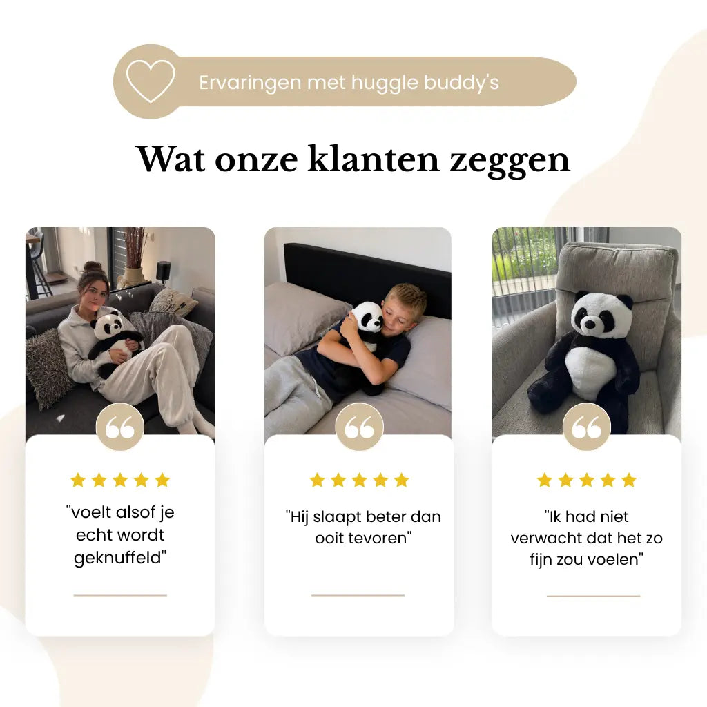 Huggle Buddy Panda Verzwaringsknuffel (2kg) wat onze klanten zeggen